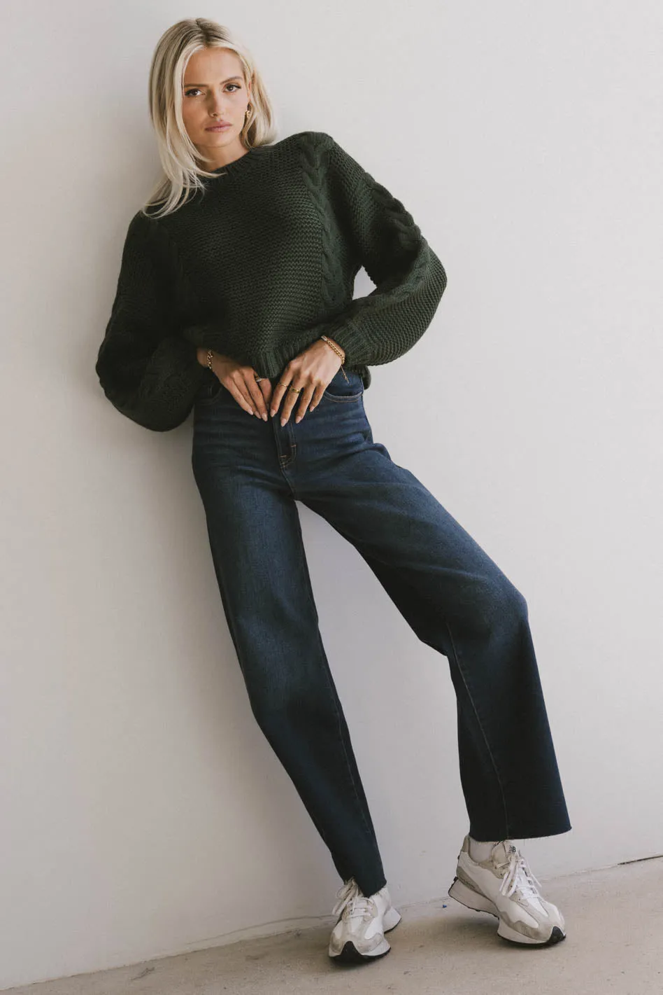 Zaidee Knit Sweater in Hunter Green - FINAL SALE sold by bohme product image thumbnail 3