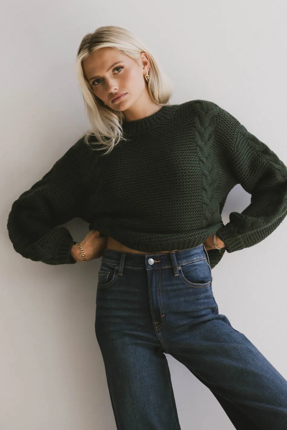Zaidee Knit Sweater in Hunter Green - FINAL SALE sold by bohme product image thumbnail 4