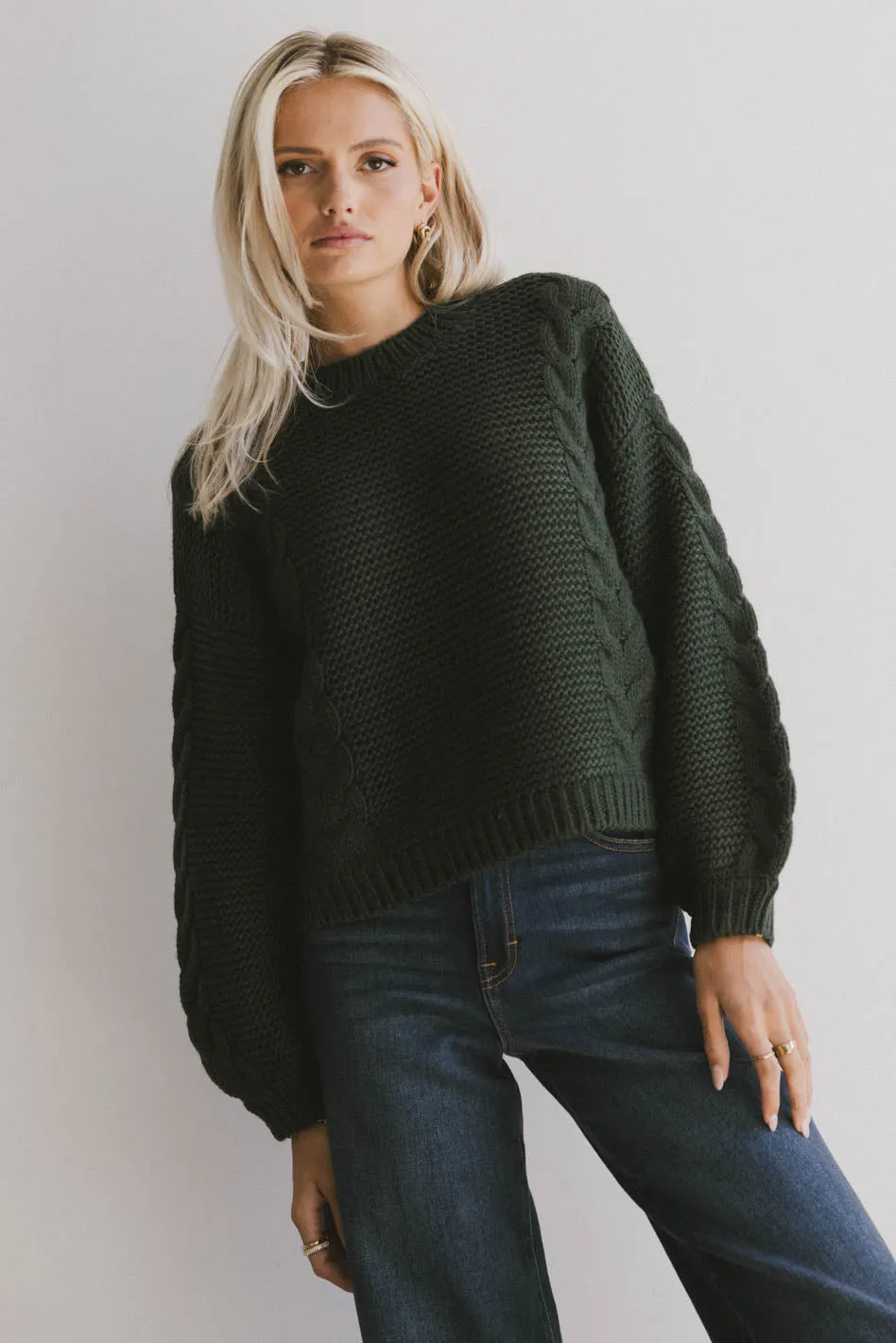 Zaidee Knit Sweater in Hunter Green - FINAL SALE sold by bohme product image thumbnail 2