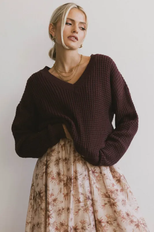 Raychel Knit Sweater in Burgundy sold by bohme