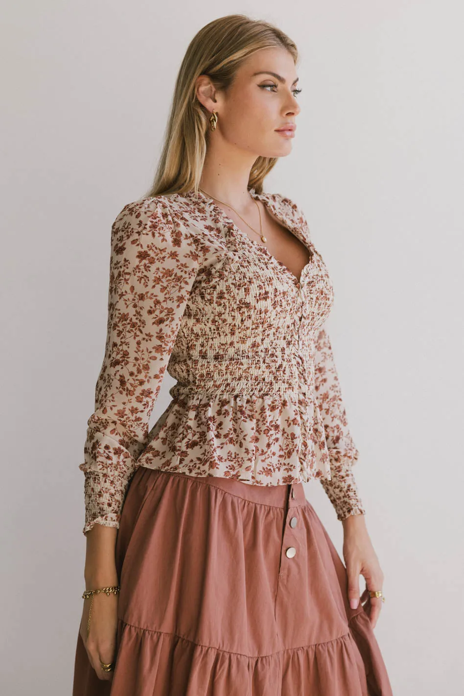 Vera Smocked Floral Blouse - FINAL SALE sold by bohme product image thumbnail 5