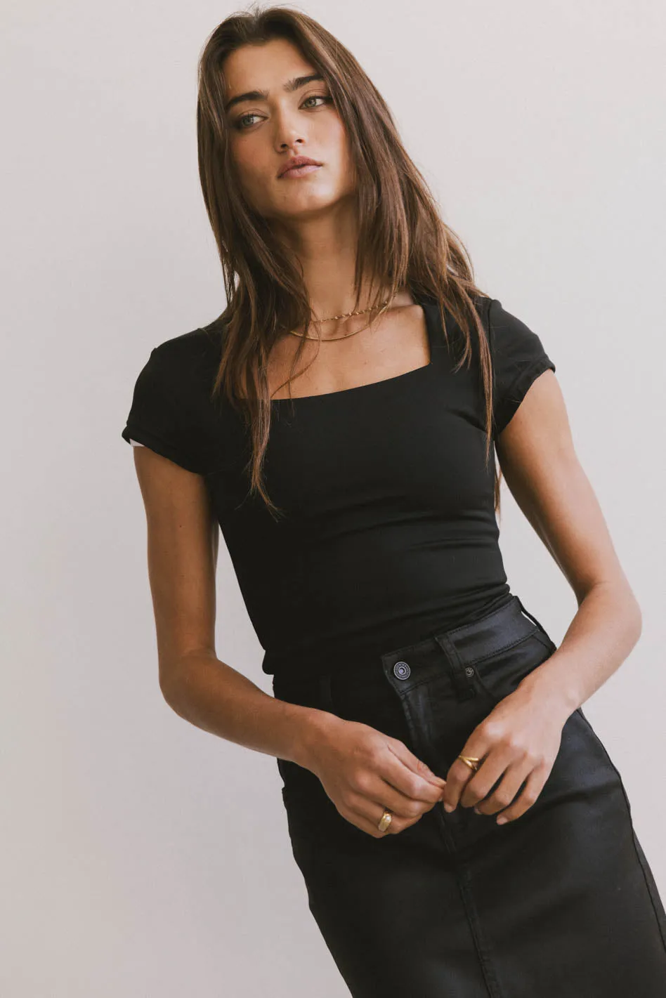 Irene Square Neck Top in Black - FINAL SALE sold by bohme product image thumbnail 5