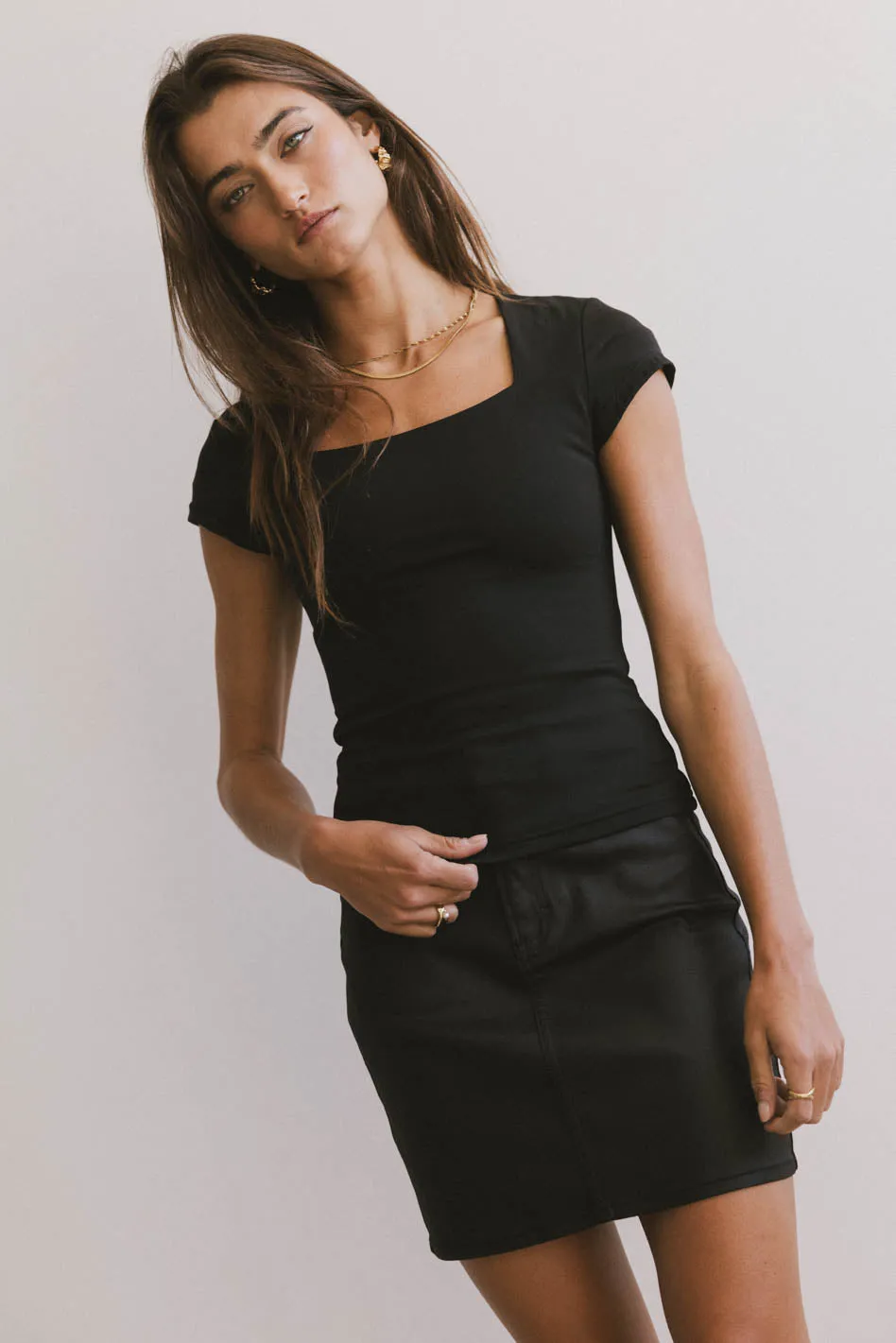 Irene Square Neck Top in Black - FINAL SALE sold by bohme product image thumbnail 2