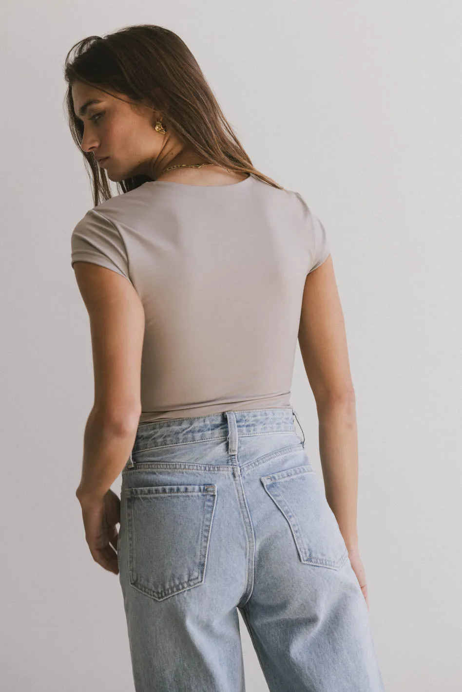 Irene Square Neck Top in Taupe - FINAL SALE sold by bohme product image thumbnail 3