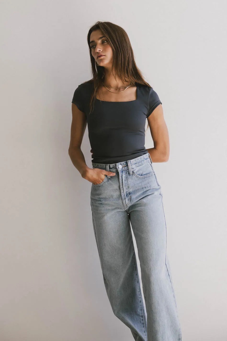 Irene Square Neck Top in Navy - FINAL SALE sold by bohme product image thumbnail 5