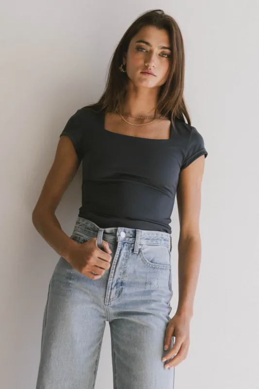 Irene Square Neck Top in Navy - FINAL SALE sold by bohme