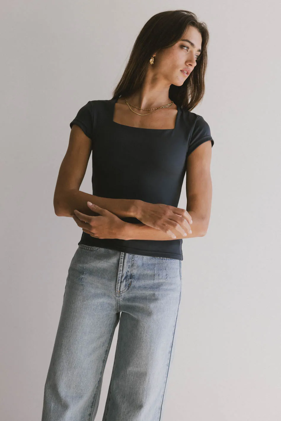 Irene Square Neck Top in Navy - FINAL SALE sold by bohme product image thumbnail 2