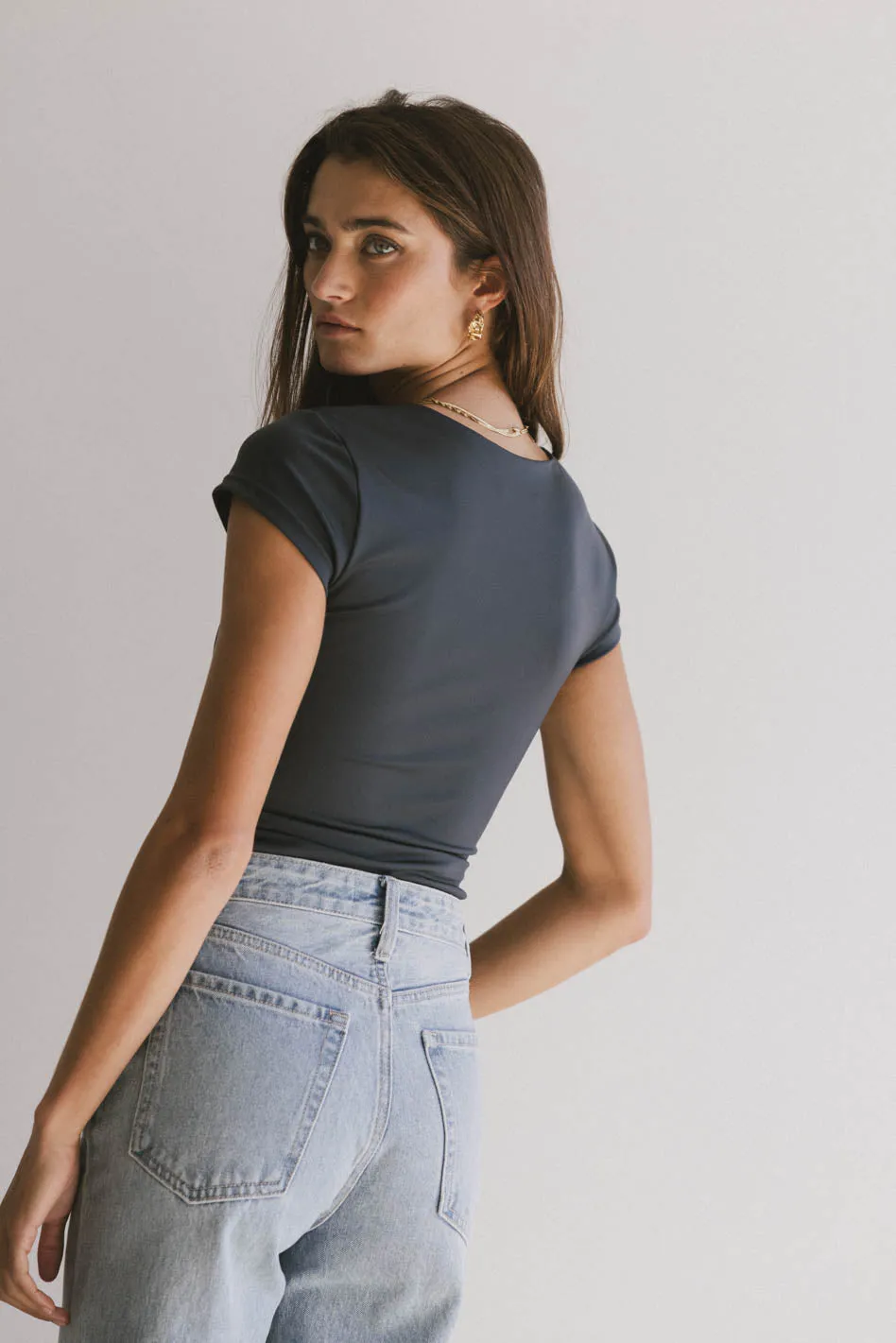 Irene Square Neck Top in Navy - FINAL SALE sold by bohme product image thumbnail 4