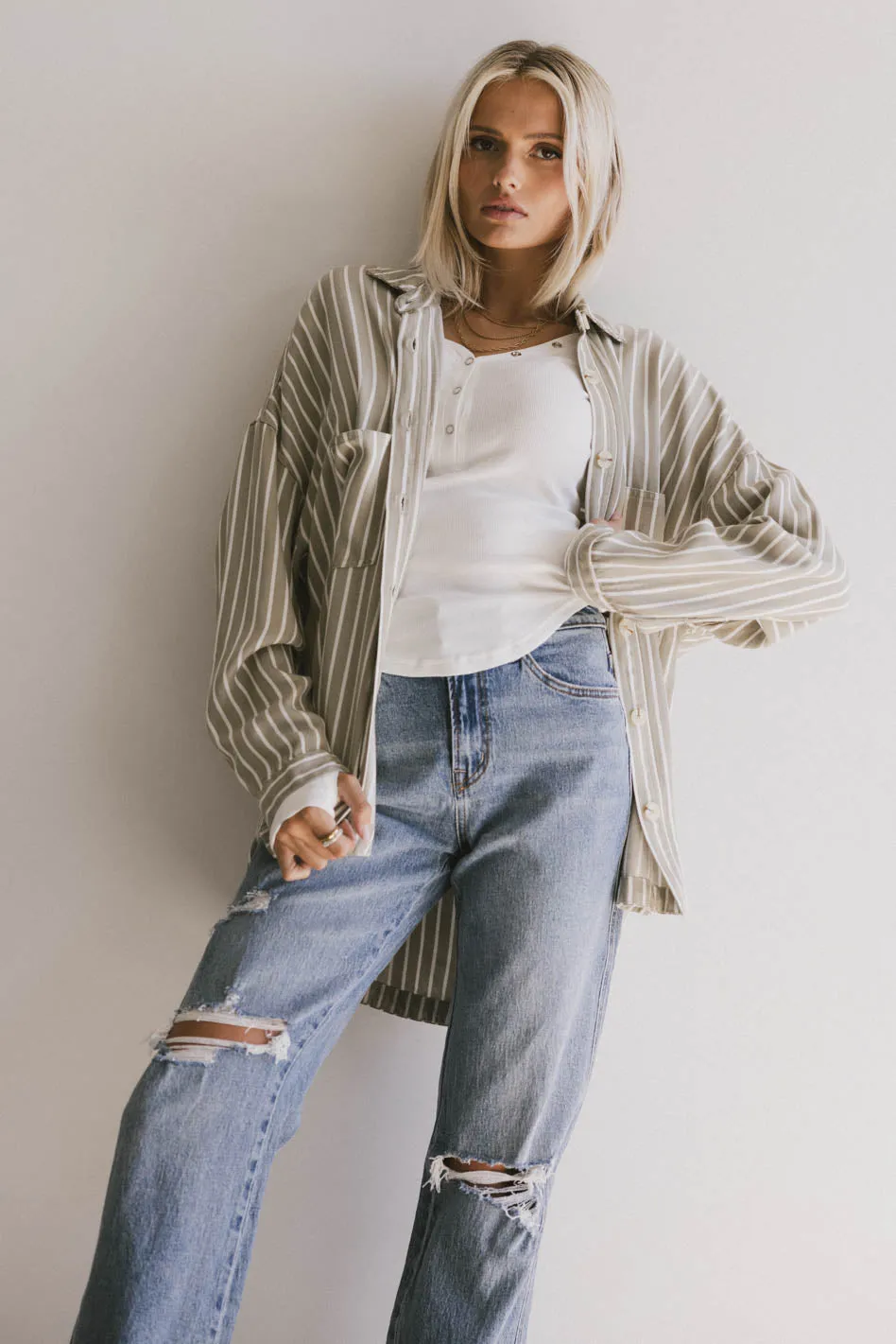 Ezti Striped Button Up - FINAL SALE sold by bohme product image thumbnail 2