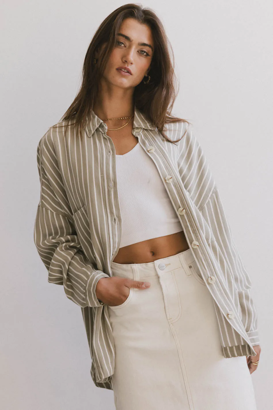 Ezti Striped Button Up - FINAL SALE sold by bohme