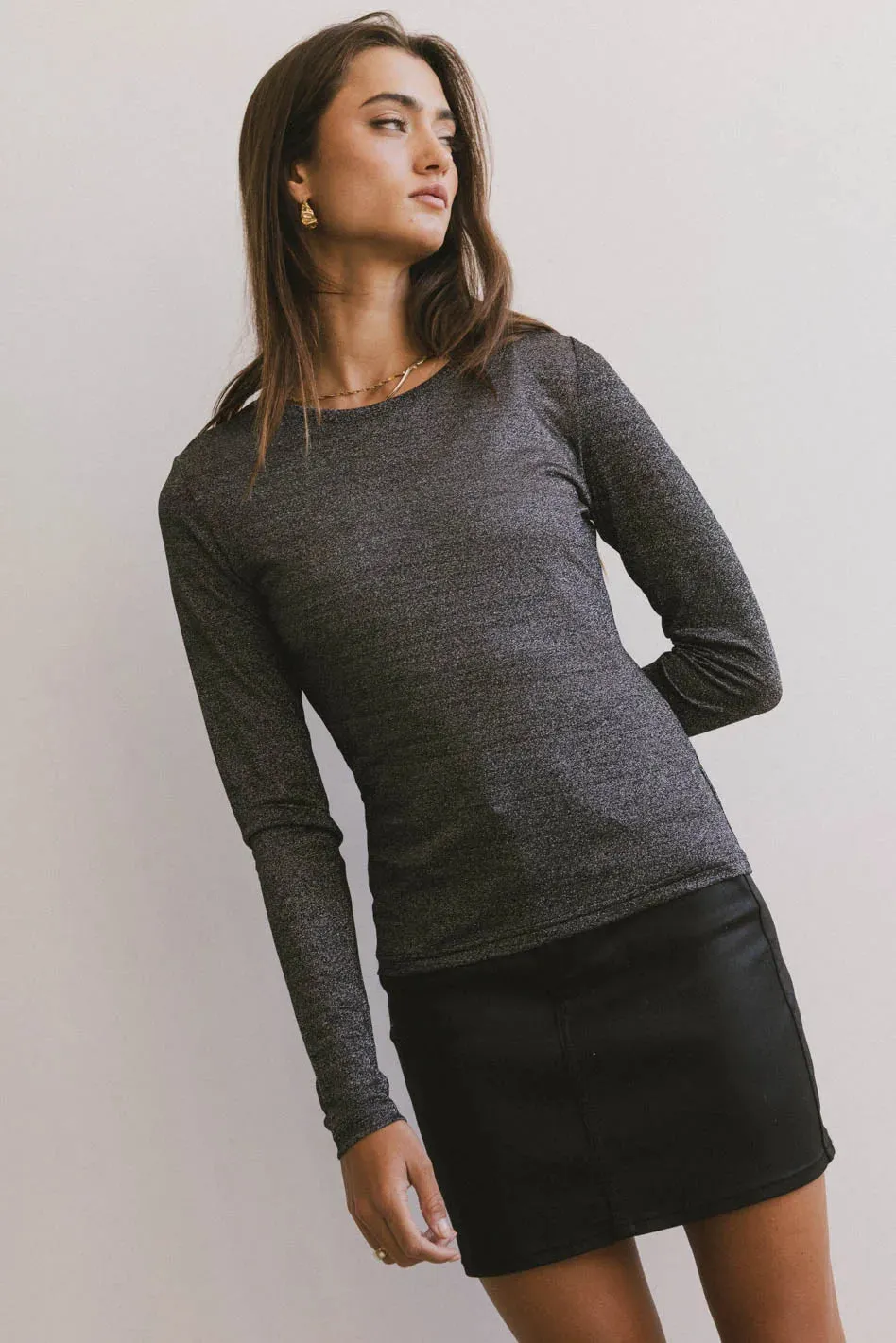 Della Shimmer Top in Black - FINAL SALE sold by bohme product image thumbnail 2