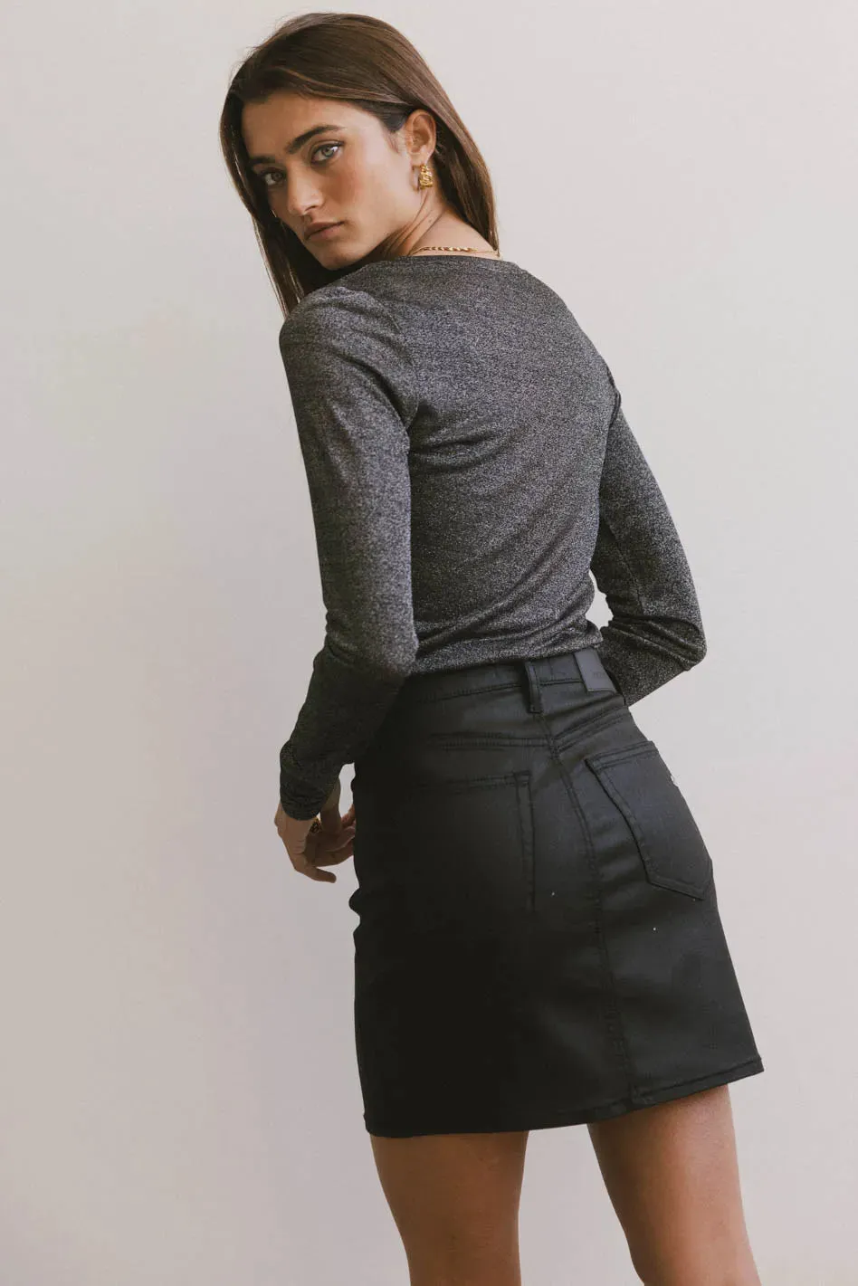 Della Shimmer Top in Black - FINAL SALE sold by bohme product image thumbnail 3