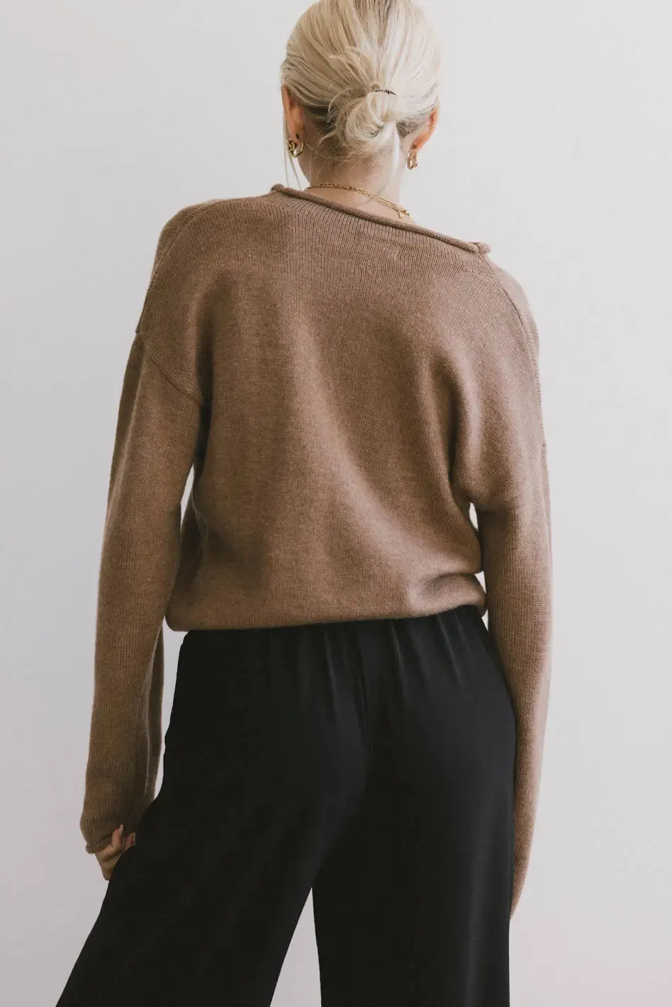 Meli Button Front Knit Sweater in Brown - FINAL SALE sold by bohme product image thumbnail 5