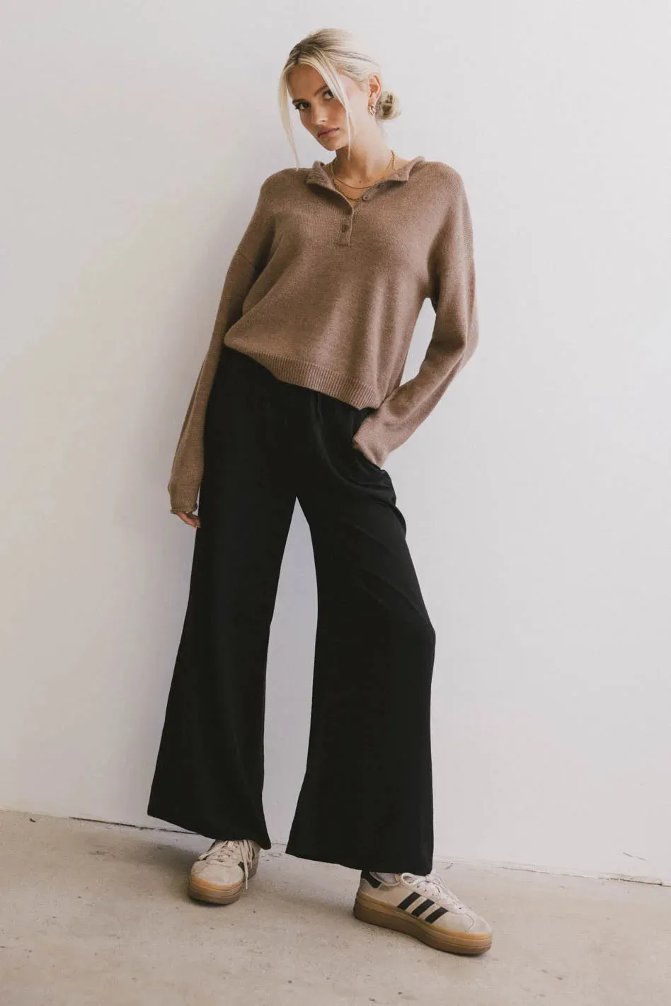 Meli Button Front Knit Sweater in Brown - FINAL SALE sold by bohme product image thumbnail 3