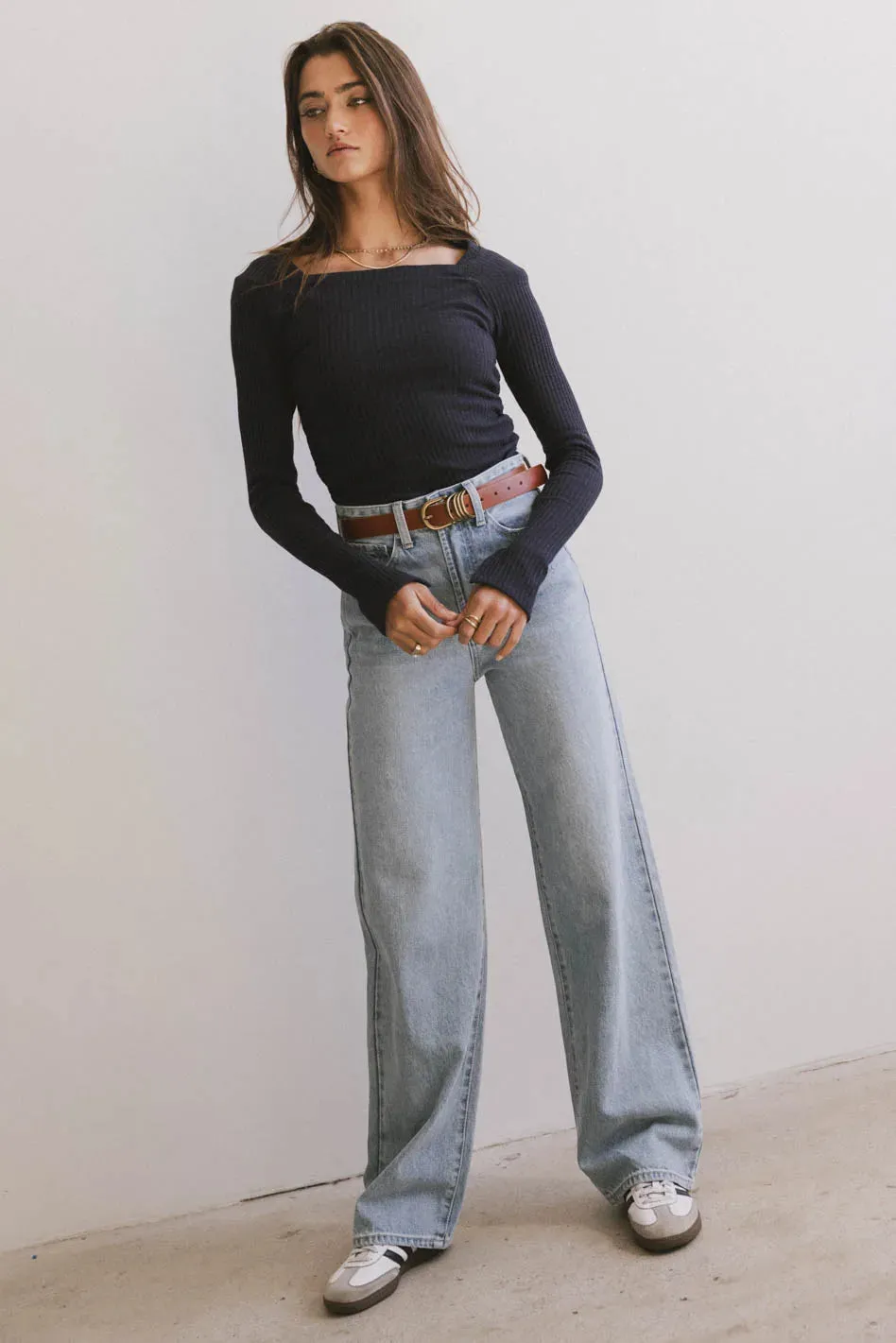 Cosette Ribbed Ruched Top in Navy - FINAL SALE sold by bohme product image thumbnail 3