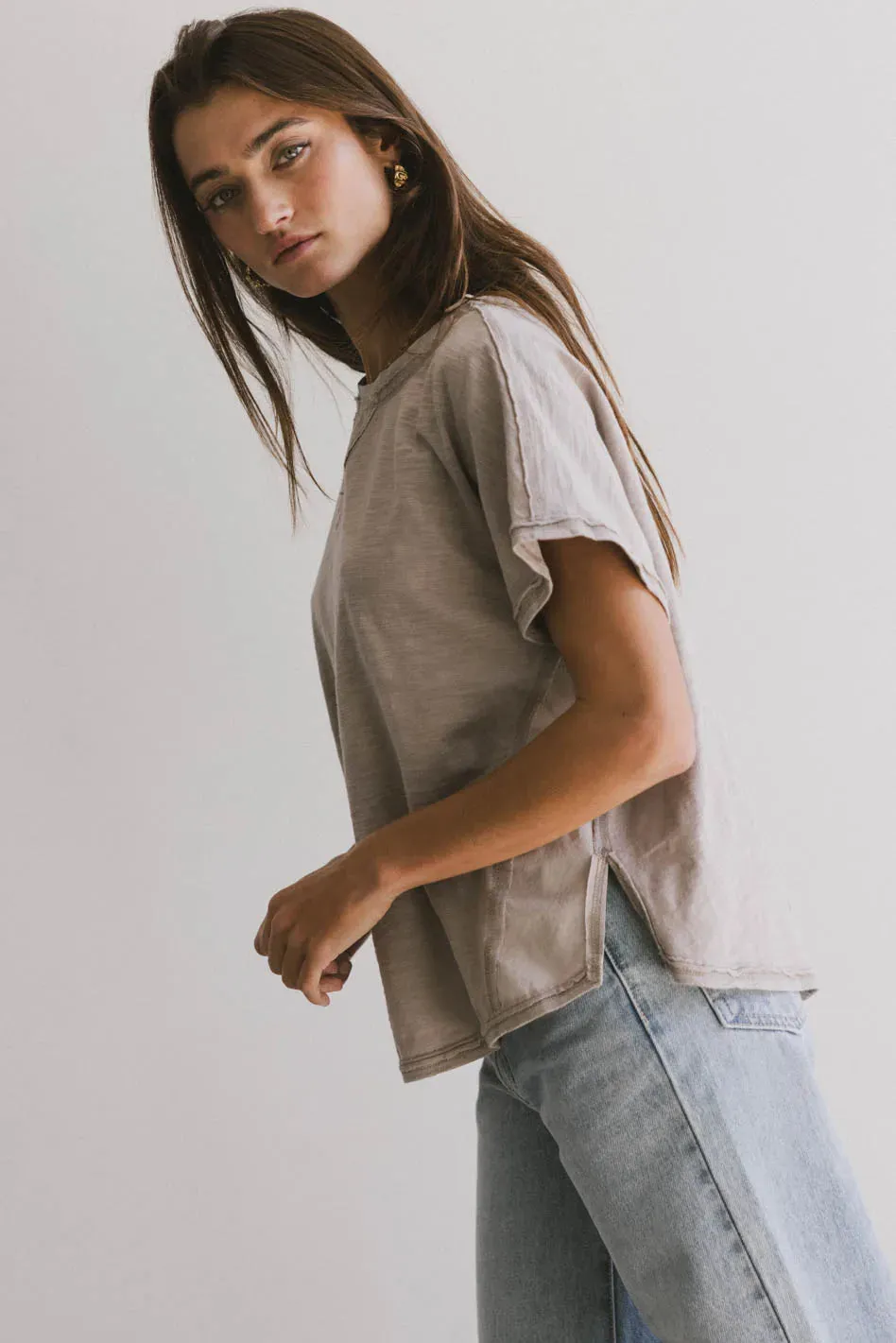 Indy Contrast Top in Taupe - FINAL SALE sold by bohme product image thumbnail 4