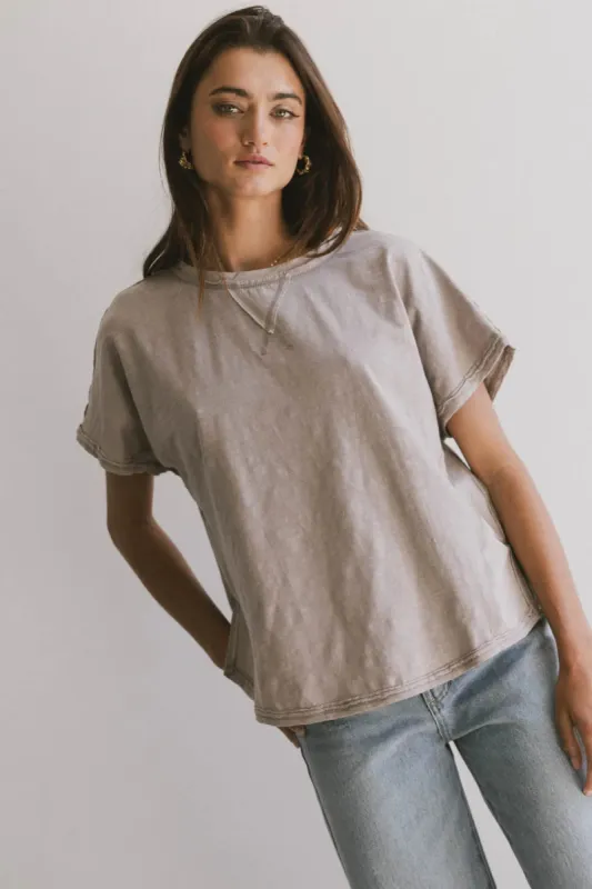 Indy Contrast Top in Taupe - FINAL SALE sold by bohme