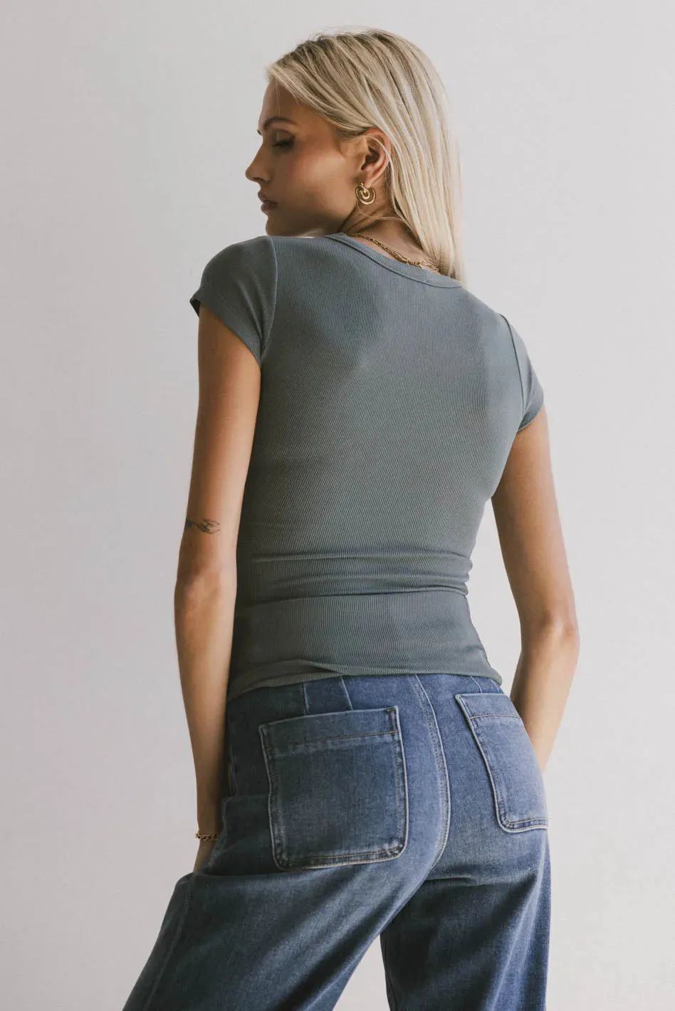 Freya Ribbed Top in Teal - FINAL SALE sold by bohme product image thumbnail 2