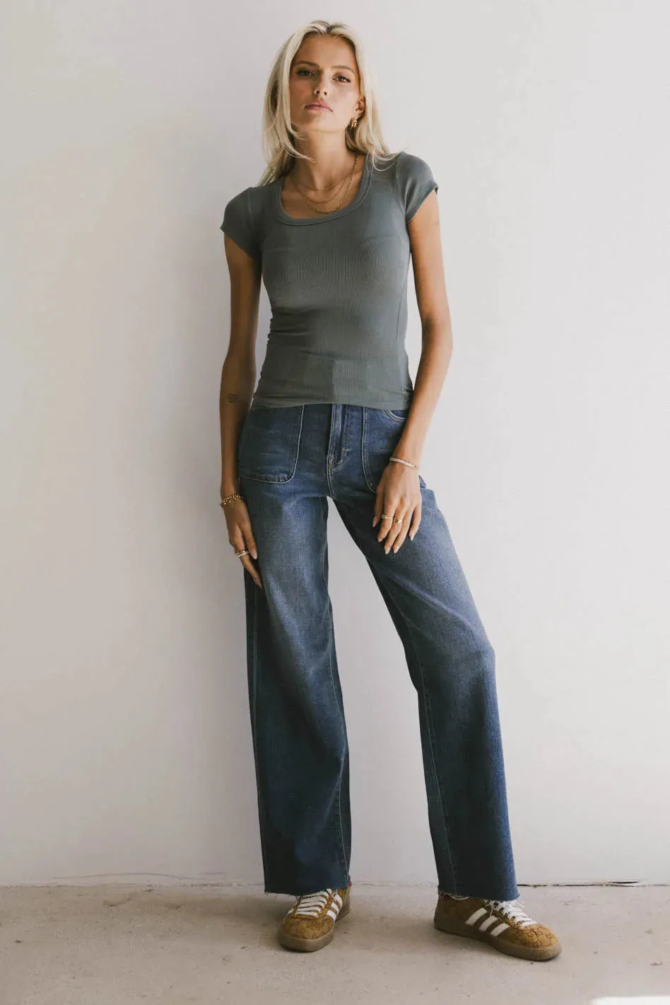 Freya Ribbed Top in Teal - FINAL SALE sold by bohme product image thumbnail 3