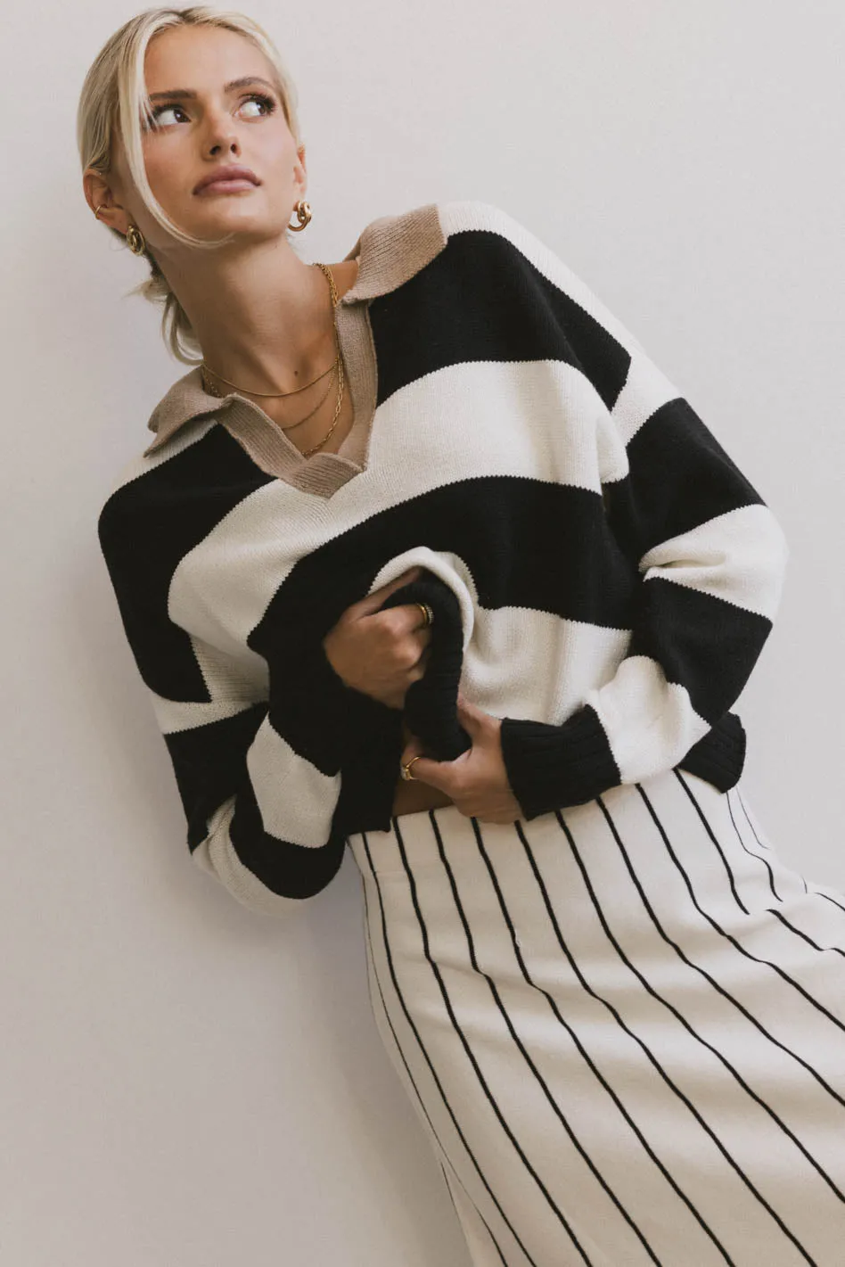 Akari Striped Sweater in Ivory - FINAL SALE sold by bohme