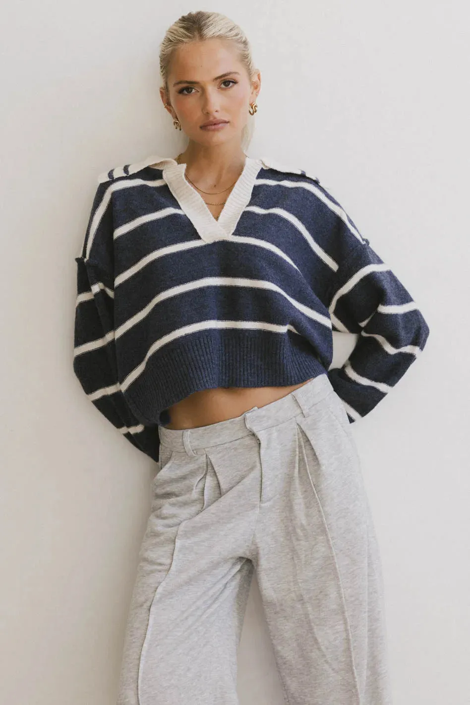 Marina Collared Pullover in Navy - FINAL SALE sold by bohme product image thumbnail 4