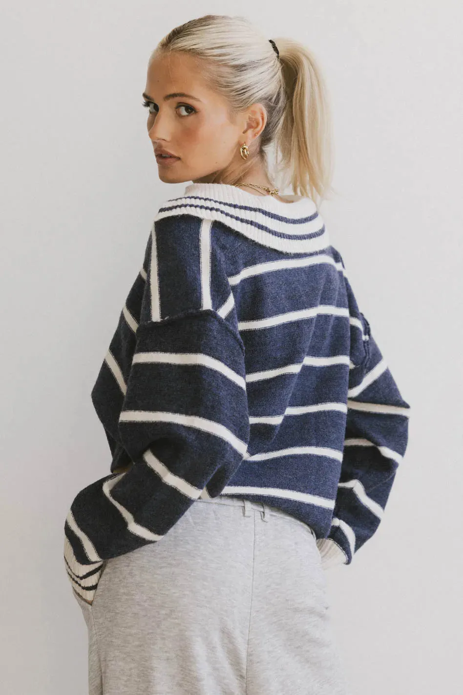 Marina Collared Pullover in Navy - FINAL SALE sold by bohme product image thumbnail 2