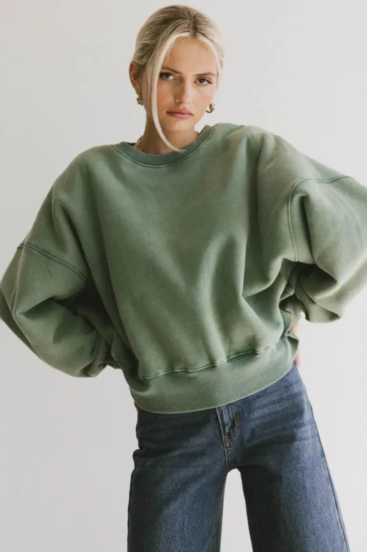 Reversible Sherpa Sweatshirt in Green - FINAL SALE sold by bohme