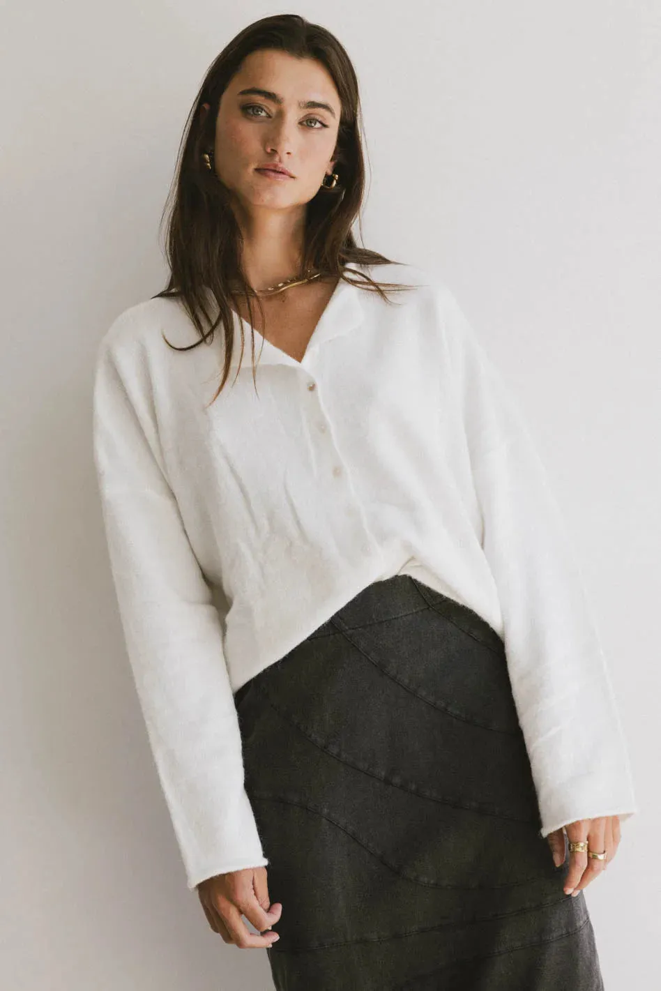 Maci Cardigan in White - FINAL SALE sold by bohme