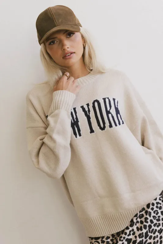 New York Crew Neck Sweater in Cream - FINAL SALE sold by bohme