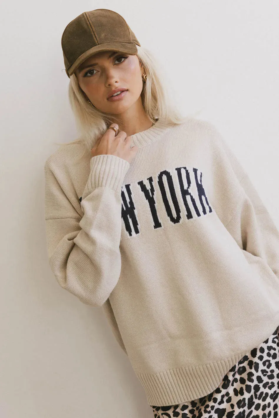 New York Crew Neck Sweater in Cream - FINAL SALE sold by bohme