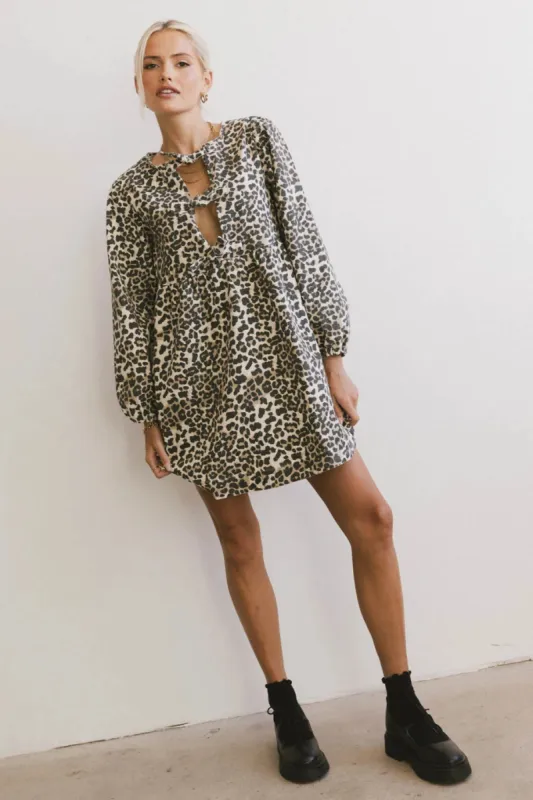Tyler Peplum Mini Dress in Leopard - FINAL SALE sold by bohme