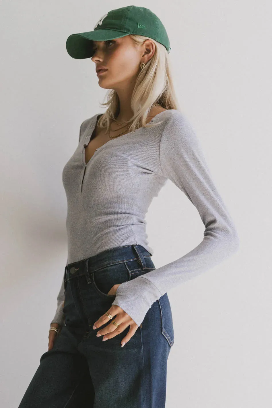 Zela Ribbed Top in Heather Grey - FINAL SALE sold by bohme product image thumbnail 2
