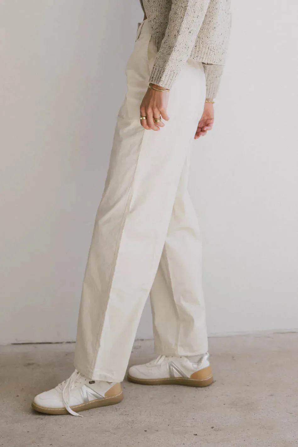 Frank and Oak Emma Wide Leg Pant in Cream - FINAL SALE sold by bohme product image thumbnail 2