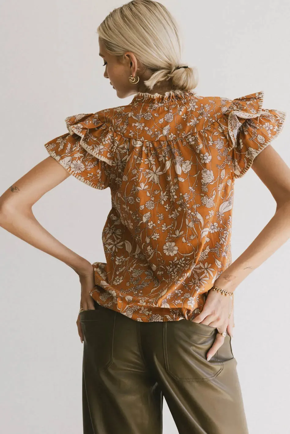 Rikki Printed Blouse in Camel sold by bohme product image thumbnail 3