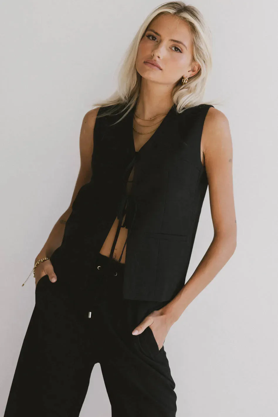 Eslyn Oversized Vest in Black sold by bohme