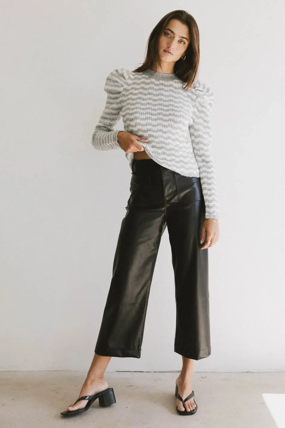 Sadie Wide Leg Pants in Black Leather - FINAL SALE sold by bohme