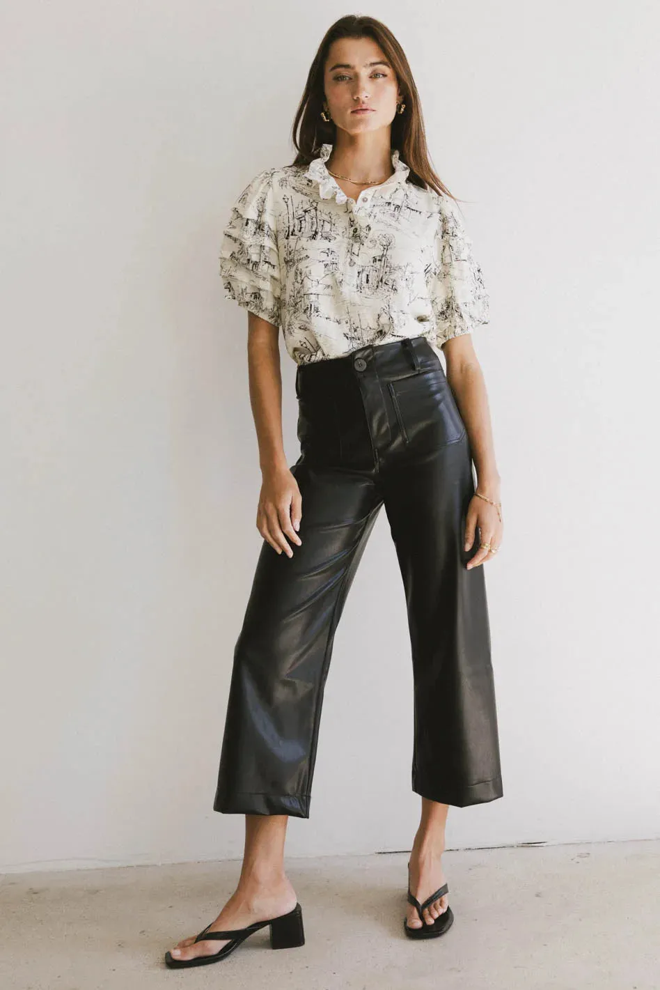 Sadie Wide Leg Pants in Black Leather - FINAL SALE sold by bohme product image thumbnail 4