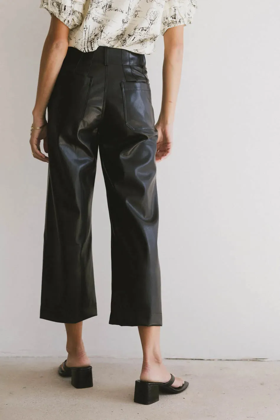 Sadie Wide Leg Pants in Black Leather - FINAL SALE sold by bohme product image thumbnail 5