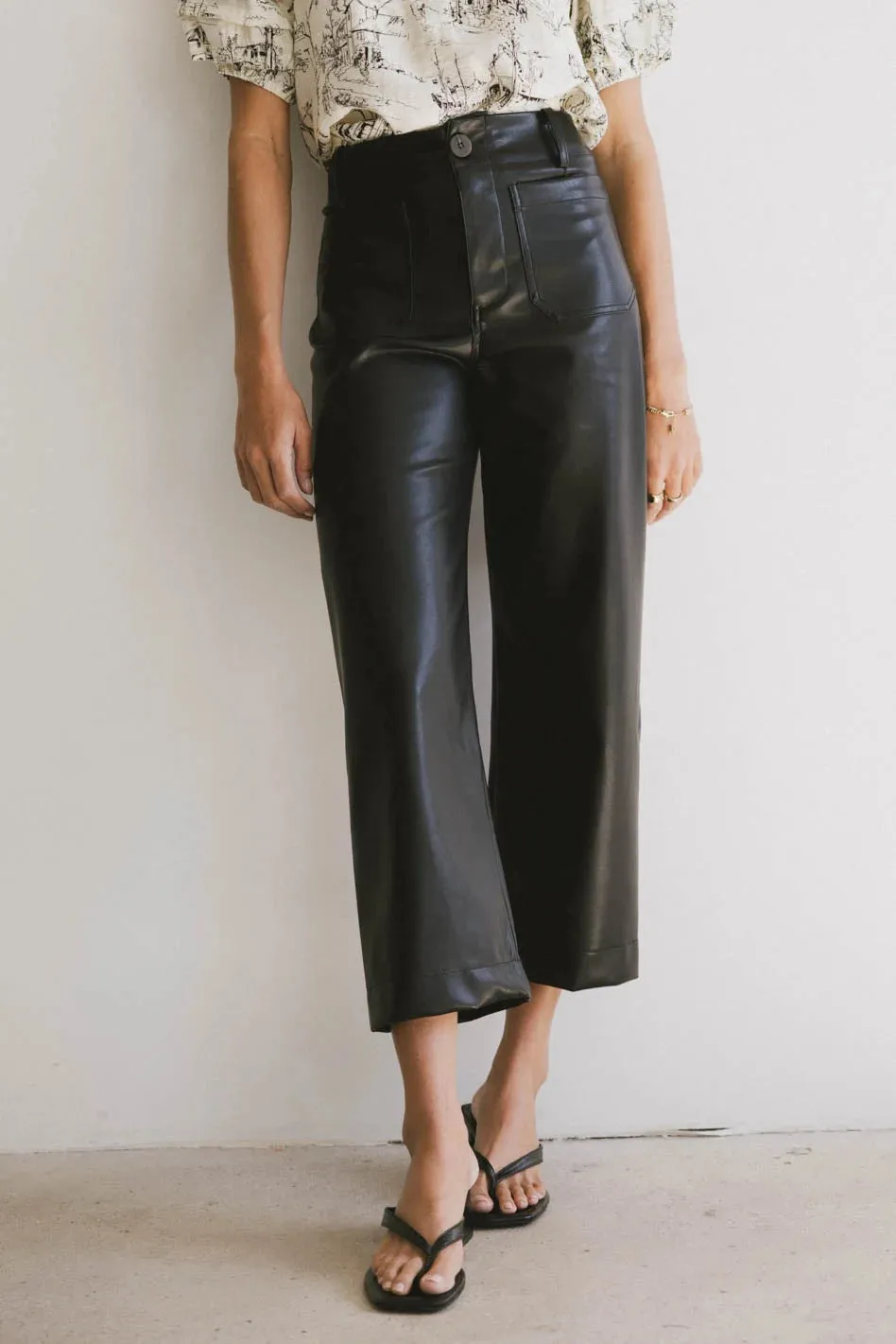Sadie Wide Leg Pants in Black Leather - FINAL SALE sold by bohme product image thumbnail 2
