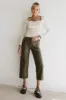 Sadie Wide Leg Pants in Olive Leather - FINAL SALE sold by bohme