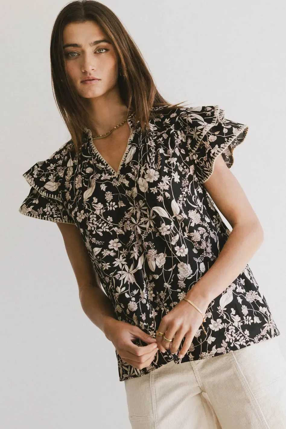 Rikki Printed Blouse in Black - FINAL SALE sold by bohme