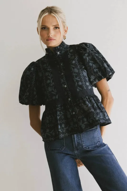 Stassi Printed Blouse in Navy - FINAL SALE sold by bohme