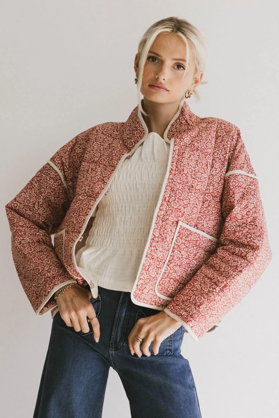 Kadee Quilted Jacket in Burgundy - FINAL SALE sold by bohme product image thumbnail 5