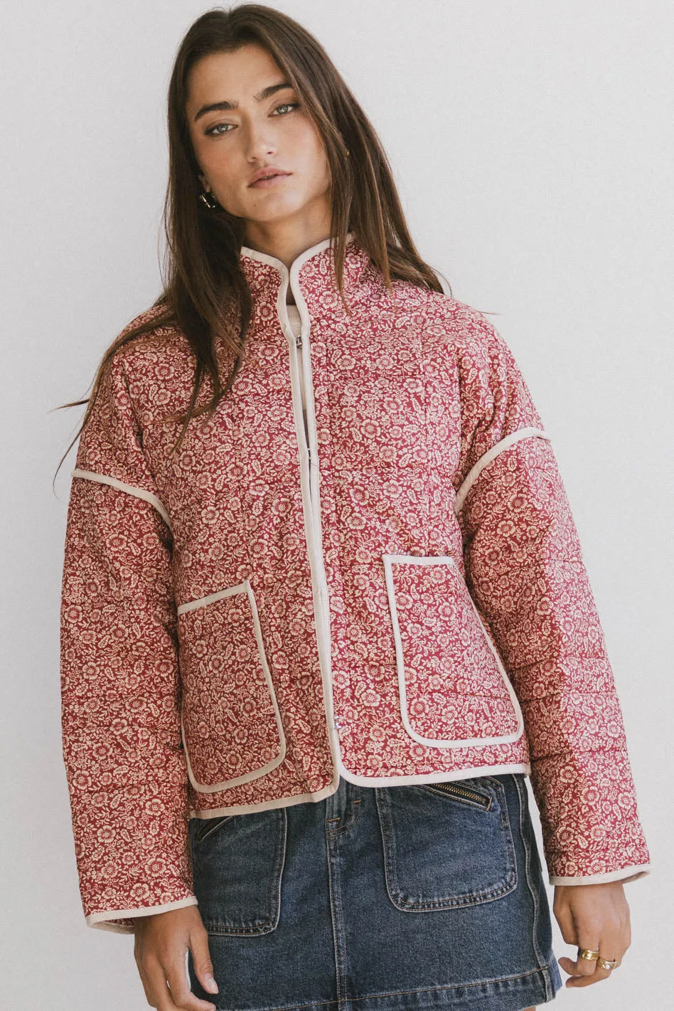 Kadee Quilted Jacket in Burgundy - FINAL SALE sold by bohme product image thumbnail 2