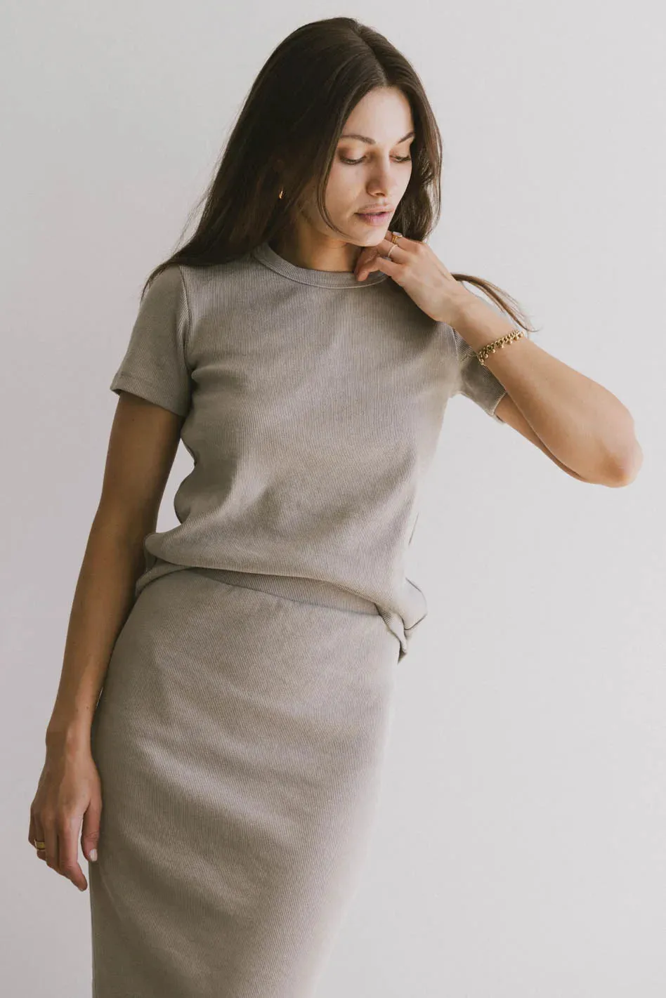 Calais Ribbed Top in Taupe - FINAL SALE sold by bohme