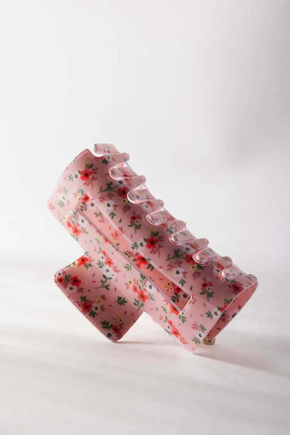 Floral Rectangle Claw Clip in Pink sold by bohme