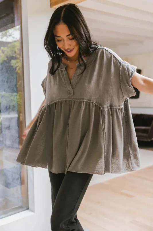 Niki Exposed Seam Top in Sage - FINAL SALE sold by bohme