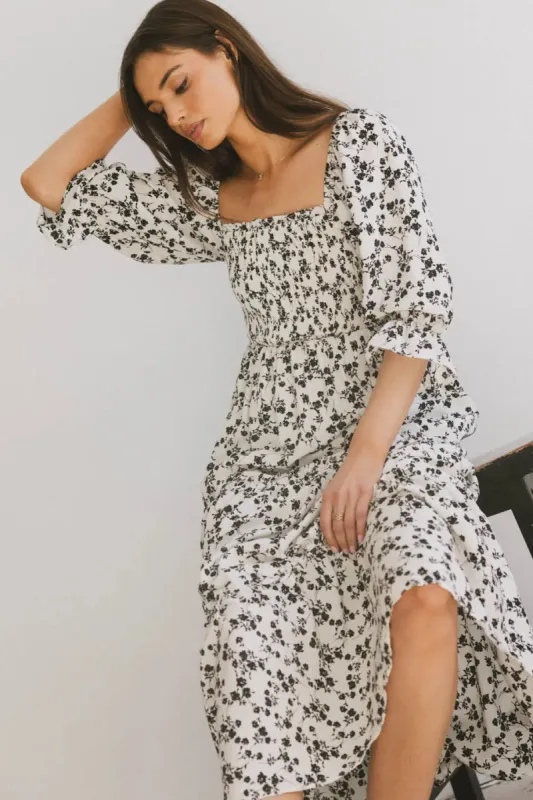 Kiran Floral Maxi Dress in Cream sold by bohme