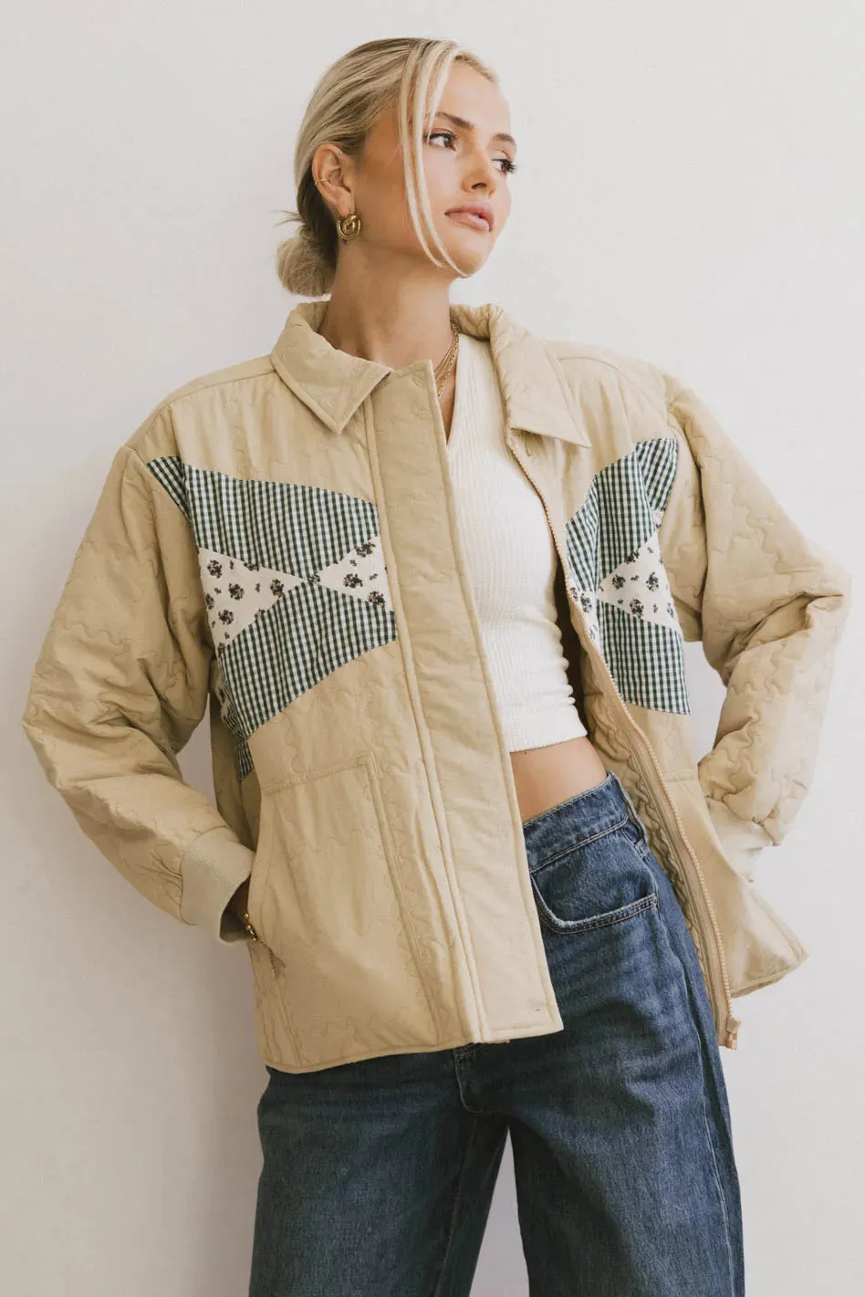 Karlie Quilted Jacket in Khaki - FINAL SALE sold by bohme product image thumbnail 4
