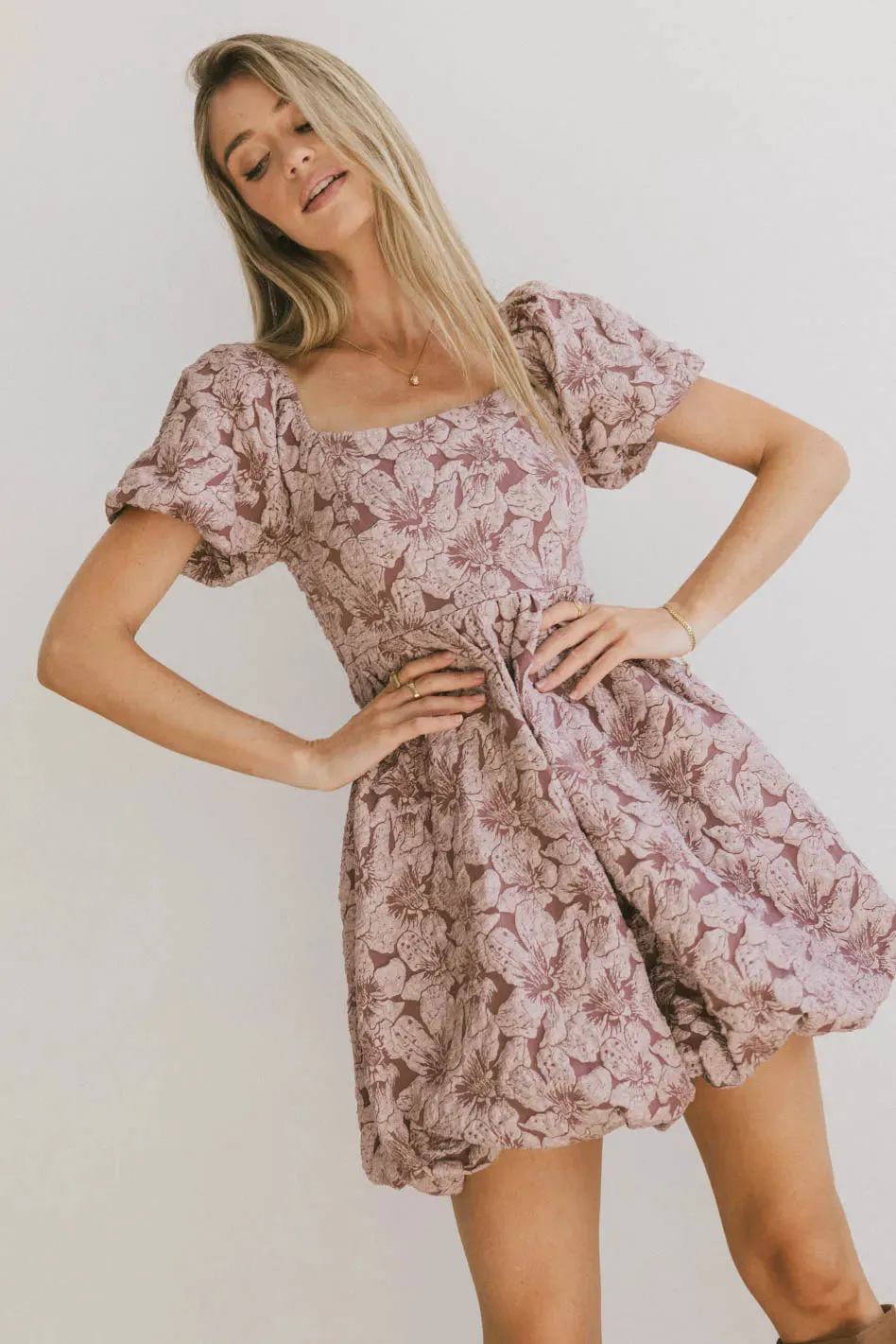 Aisling Bubble Mini Dress in Mauve - FINAL SALE sold by bohme product image thumbnail 2